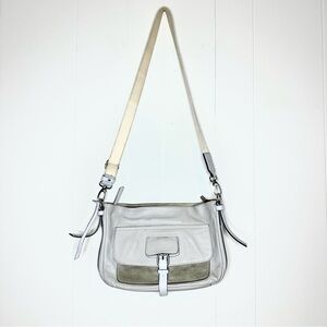 A. Bellucci Gray Pebble-Grain Leather Suede Crossbody Shoulder Bag Made In Italy